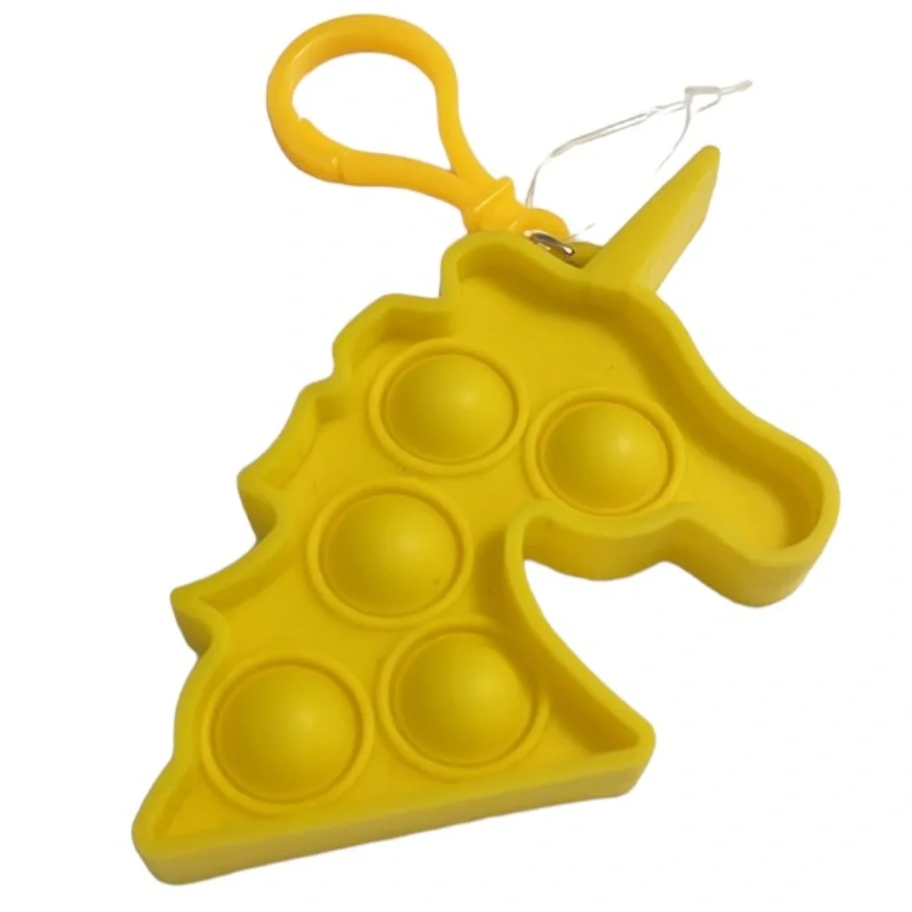 NEW yellow unicorn push bubble fidget keychain